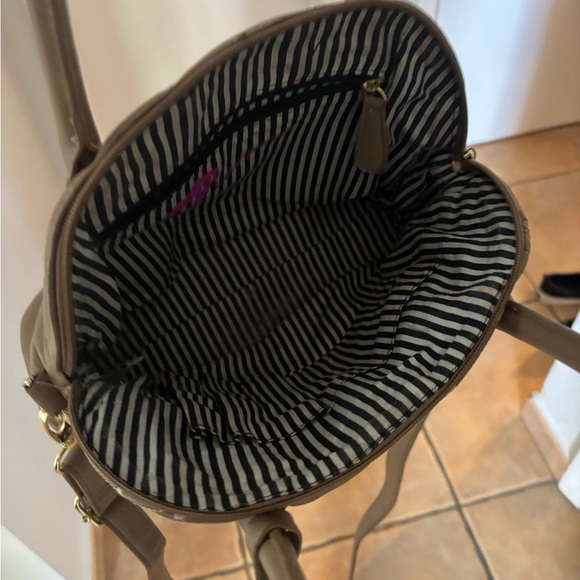 betsey Johnson  Tan Quilted Satchel with Leather Handles - Picture 3 of 3